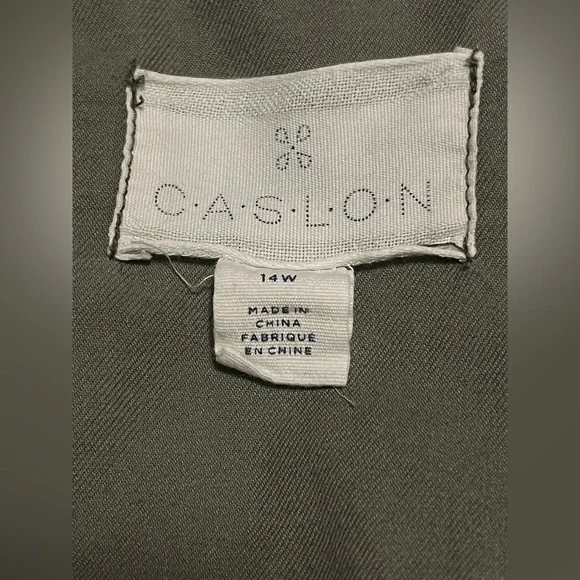 CASLON Women”s Olive Green Long Roll Tab Sleeve Snap Buttons Jacket Size 14W - Picture 9 of 15